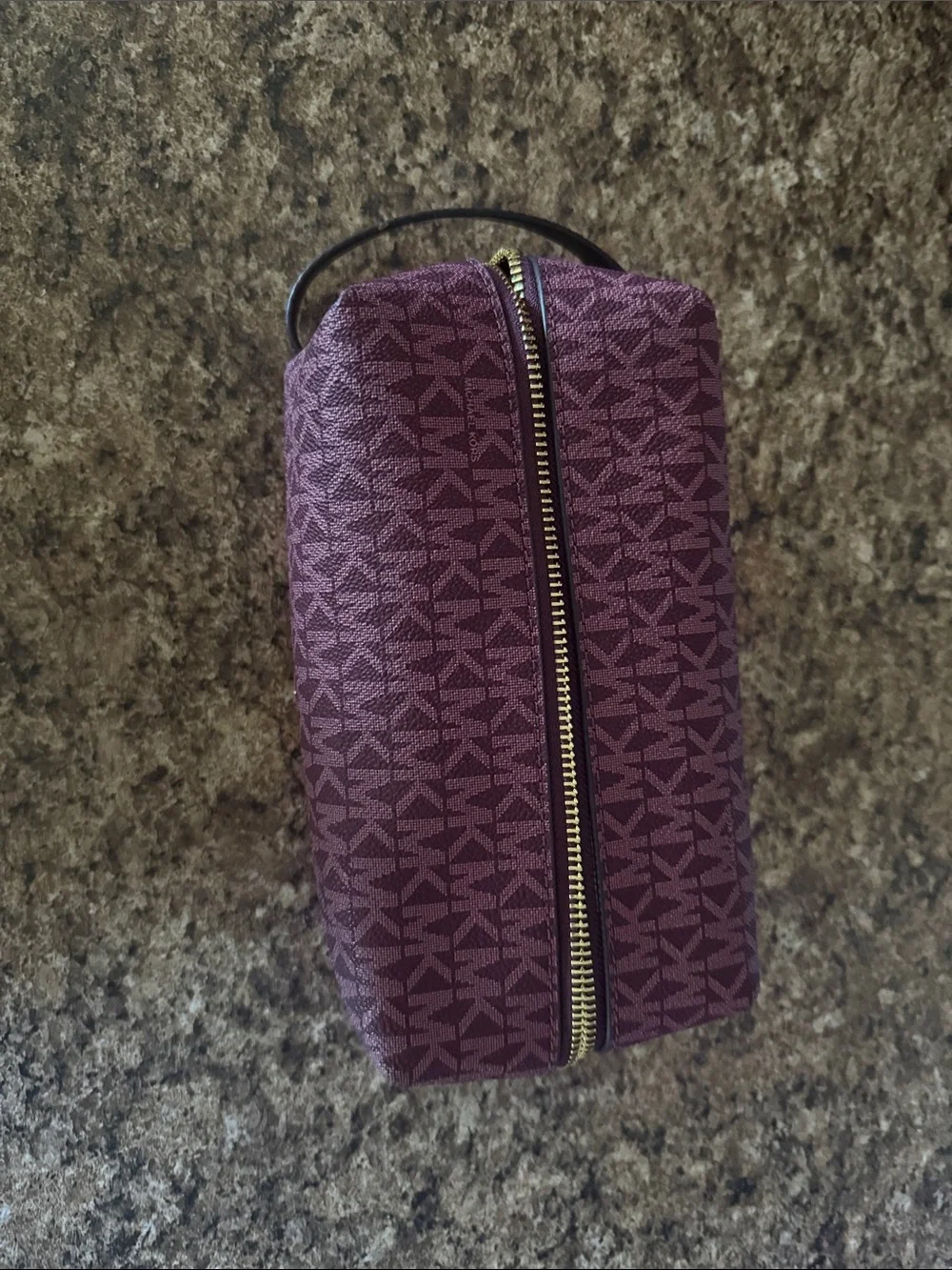 Michael Kors Burgundy Signature Logo makeup  Bag with Gold-Tone Hardware